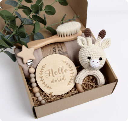 Christmas Reindeer Baby Baby Shower Gift Set Wooden Panda Toy