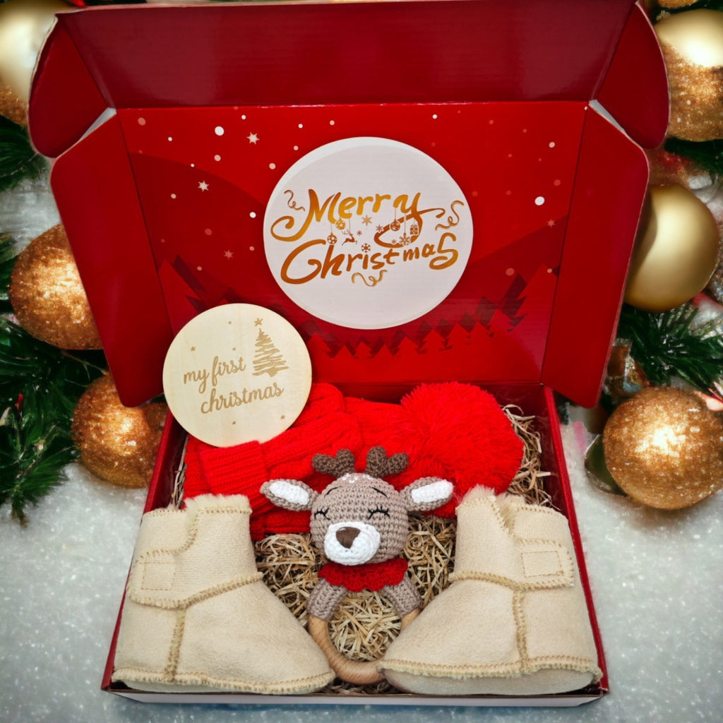 Christmas Reindeer Baby Baby Shower Gift Set Wooden Panda Toy